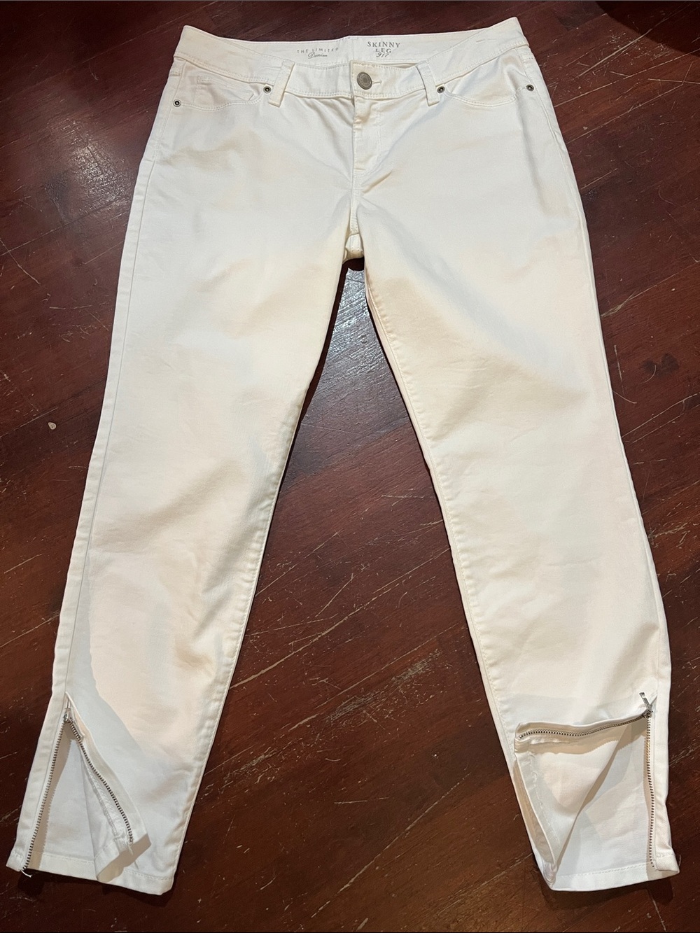 The Limited Skinny Zip-Hem Chinos in Off-White